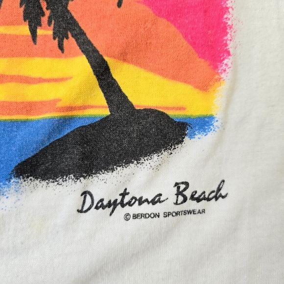 Vintage 80s Daytona Beach Palm Tree Crop Top Medium - Picture 4 of 7
